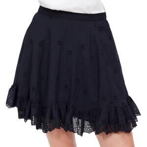 NWT Madewell Eyelet Mini Skirt Black Size 4 in Cotton Voile
